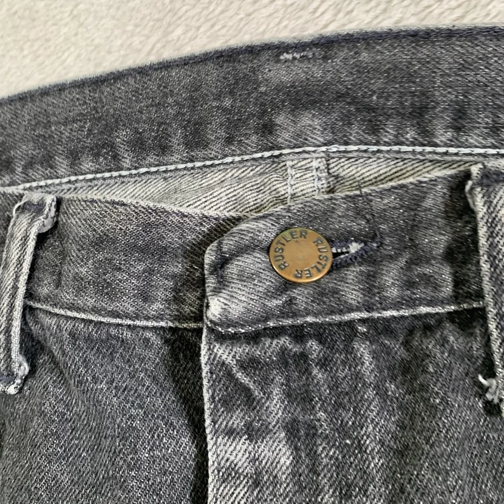 Vintage Rustler Jeans Mens‎ 38X32 Black Gray Denim Relaxed Fit Made USA 90s